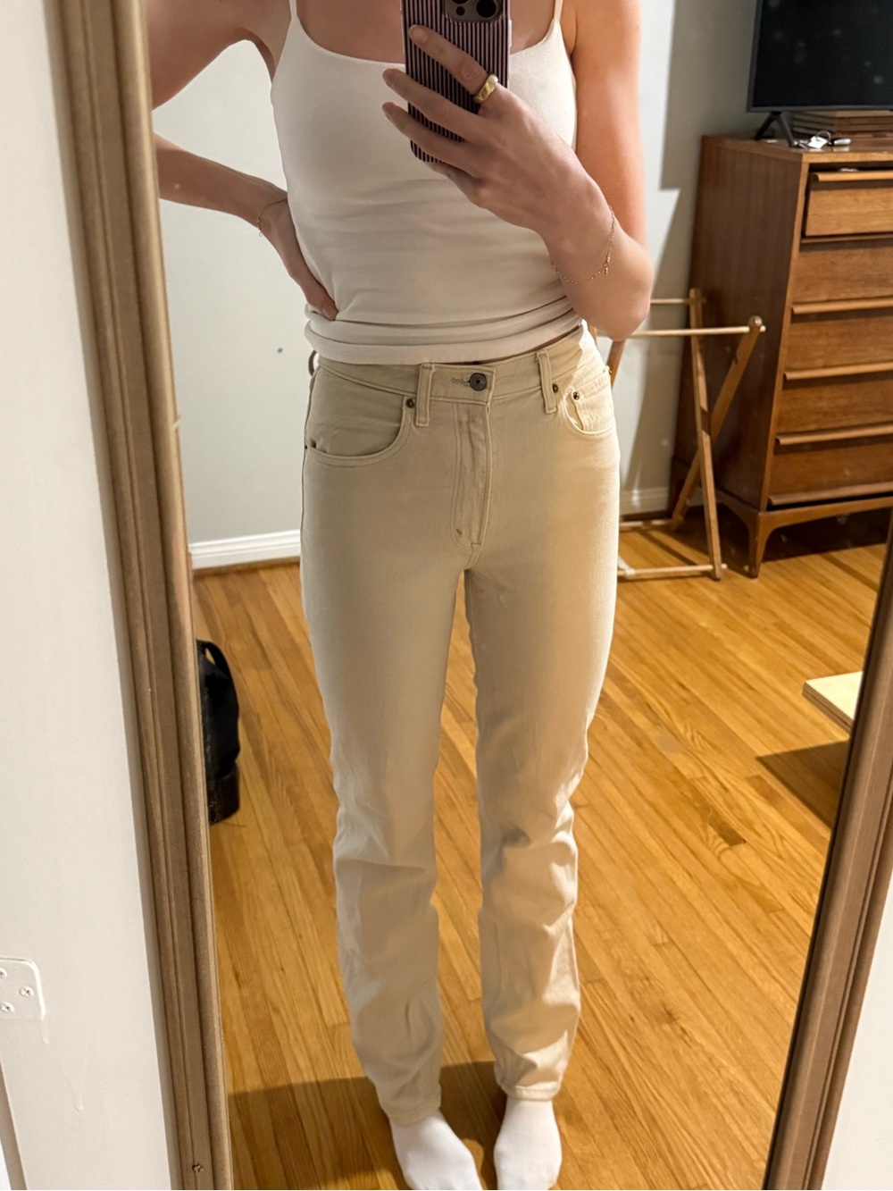 Abercrombie & Fitch Cream Straight-Leg Women's Jeans